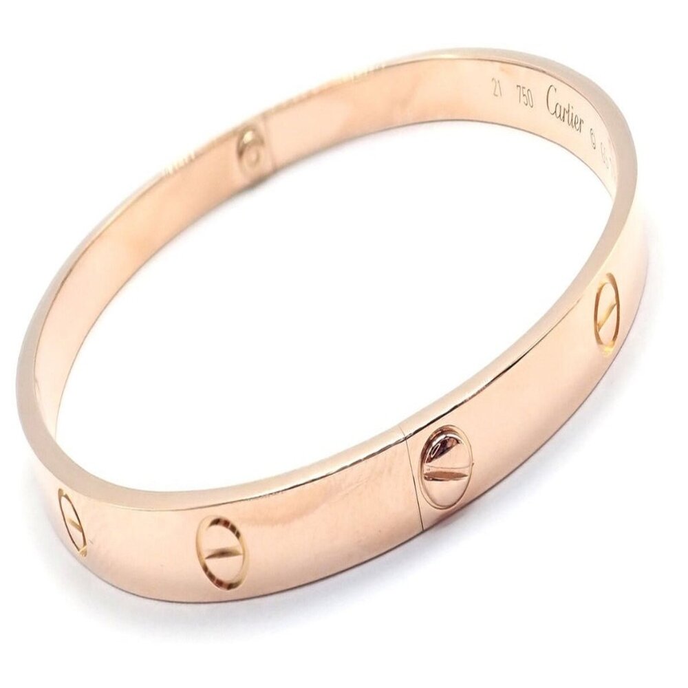 Authentic! Cartier 18k Rose Gold Love Bangle Bracelet Size 21 Paper - Picture 5 of 13